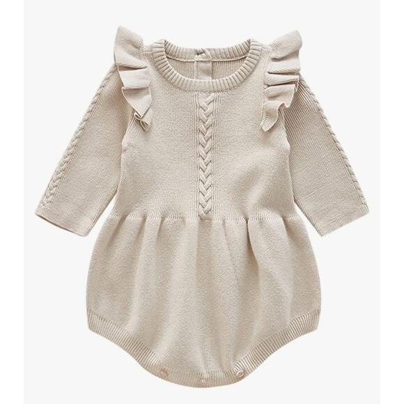 Baby‎ Girls Sweater Romper Knit Fall Outfit Ruffles Long Sleeve Size 73 6-9mos - Picture 1 of 8